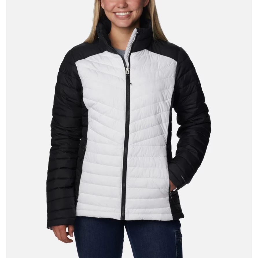 Weiß/schwarze Columbia Damen-Slope-Edge-Jacke