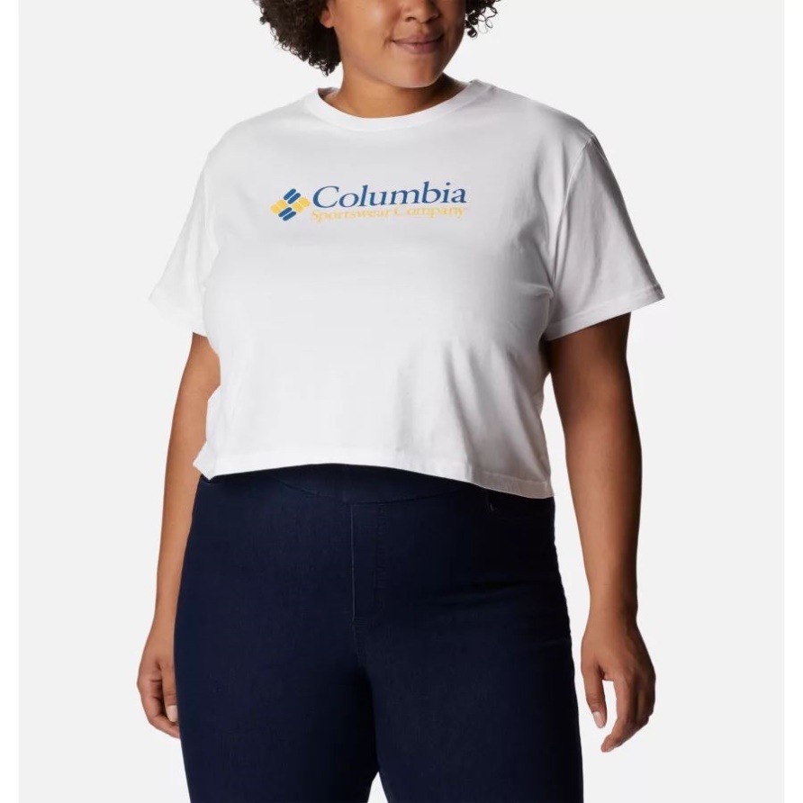 Weiß/csc Retro Logo Damen-north Cascades Kurz Geschnittenes T-shirt Plus Größe Columbia