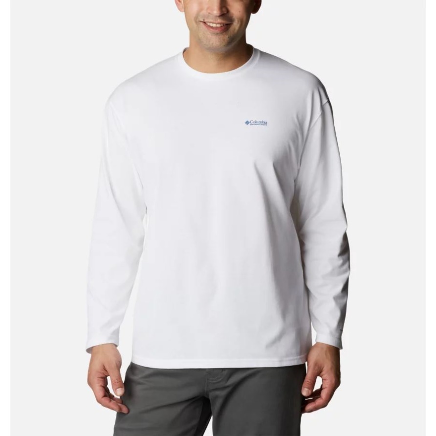 Weiß/columbia Gorge Map Columbia Csc Alpine Way Entspanntes Langärmliges T-shirt Für Herren