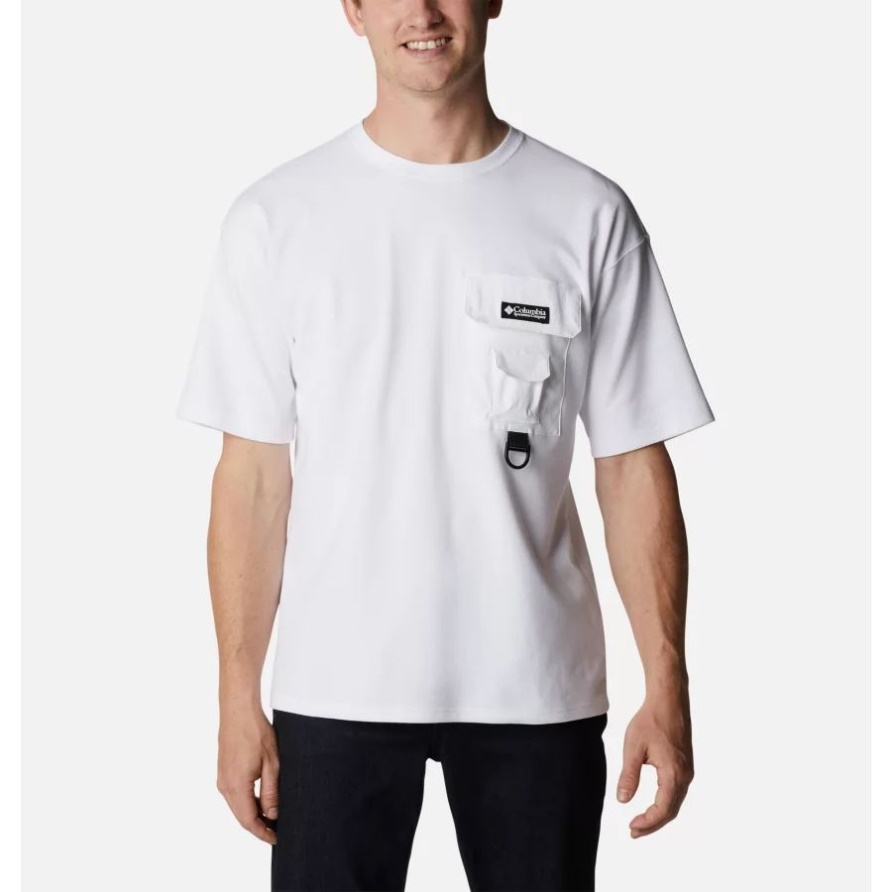 Weißes, Kurzärmliges Field Creek Doppelstrick-Shirt Von Columbia Für Herren