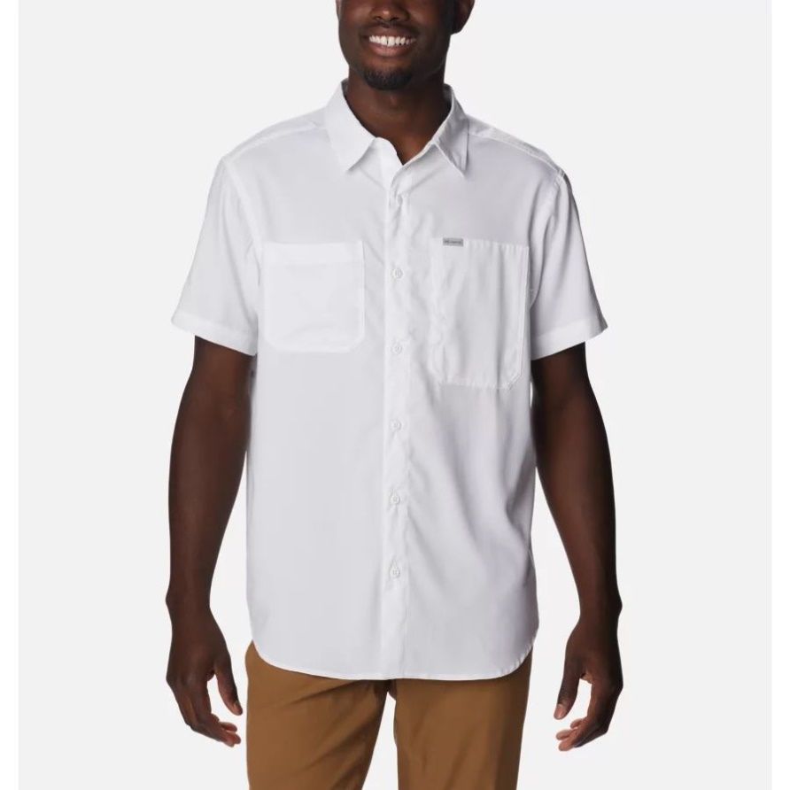 Weiß Columbia Silver Ridge Utility Lite Kurzarmhemd Für Herren Groß