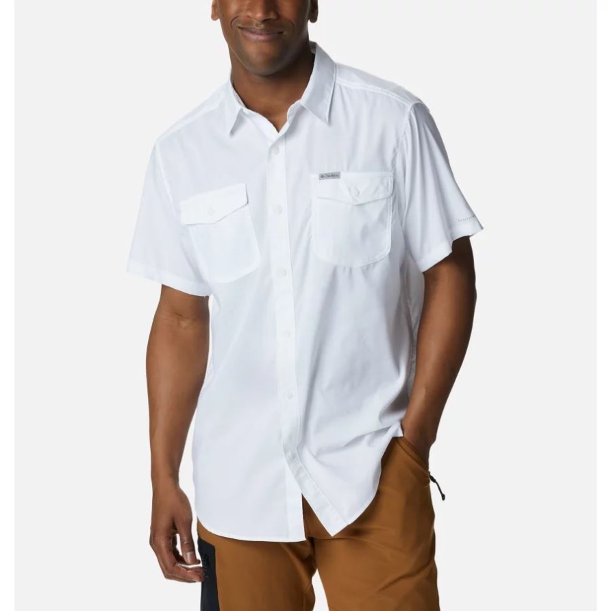 Weißes, Kurzärmliges, Einfarbiges, Kurzärmliges Shirt Von Columbia Für Herren