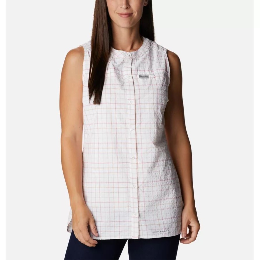 White Elevation Grid Women's Silver Ridge Neuheit Tunika Columbia