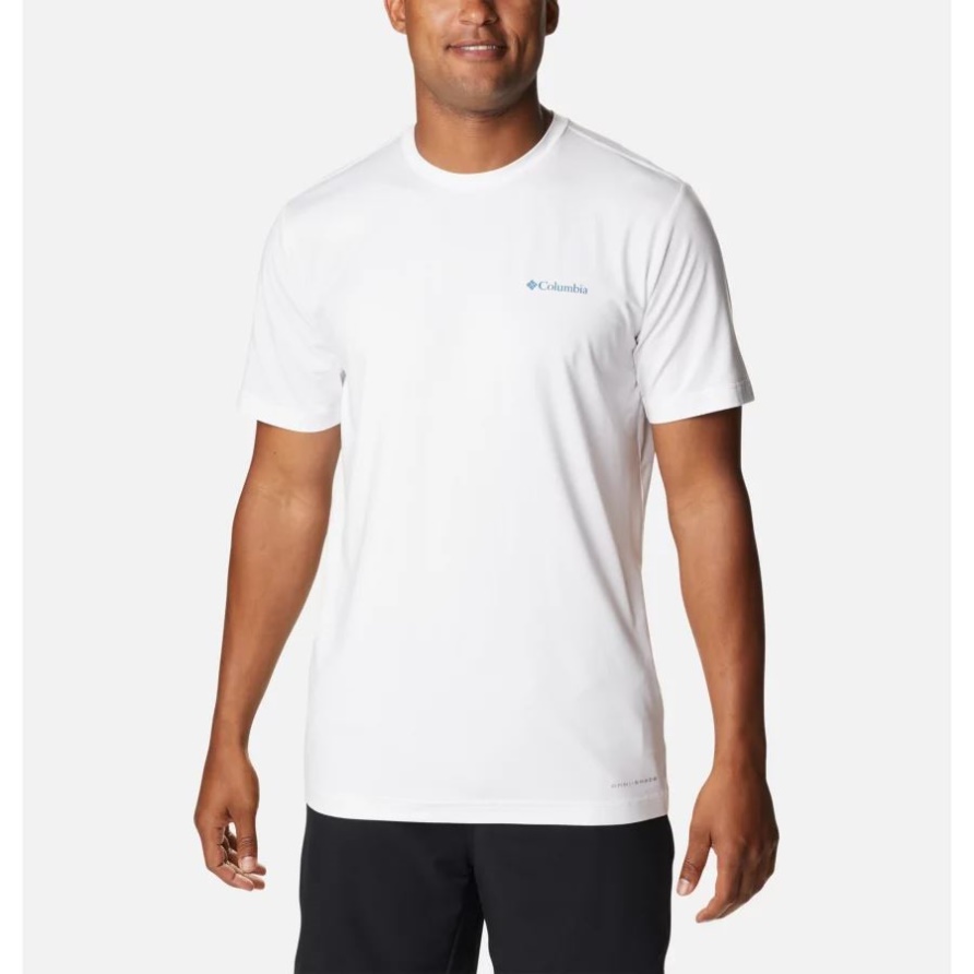 Weiß Meliert/csc Stacked Logo Herren Tech Trail Grafik T-shirt Columbia