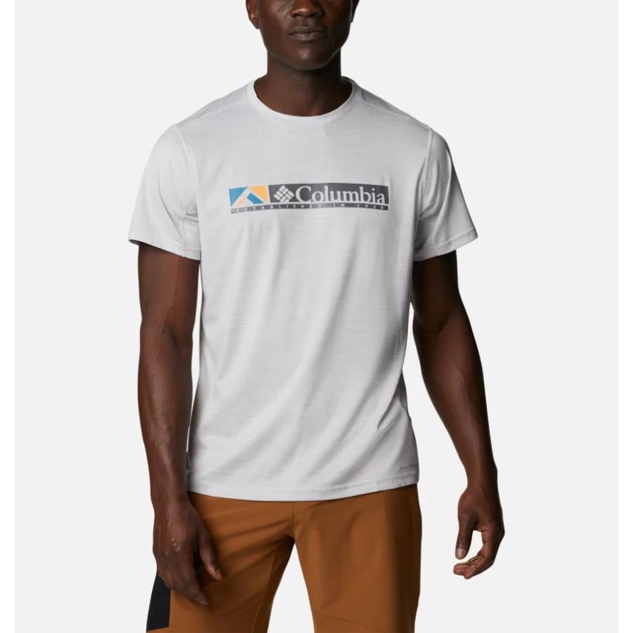 Weiß Meliert/ridgescape Graphik Alpine Chill Zero Grafik Für Herren Technisches T-shirt Columbia