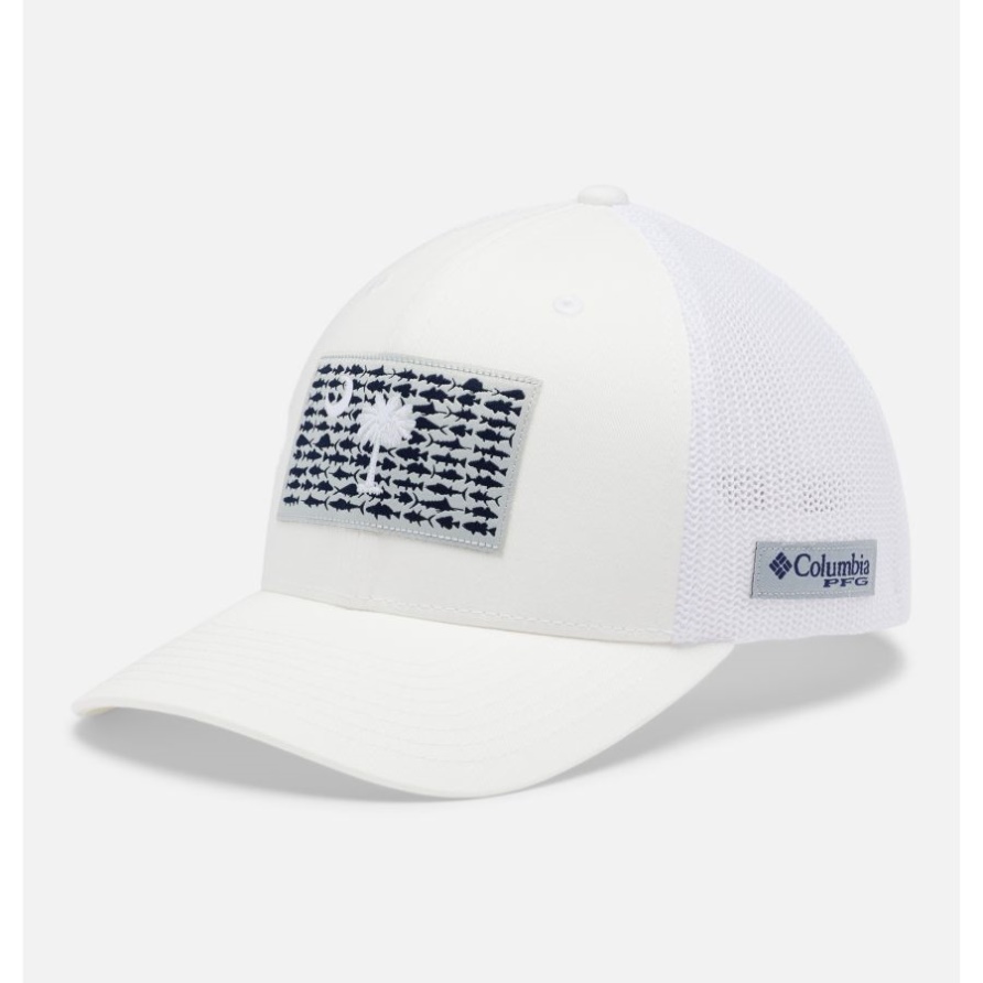 Weiß/key West Fish Flag Pfg Fish Flag Mesh Ball Cap High Crown Columbia