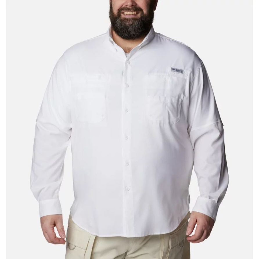 Weißes Pfg Tamiami Ii Langarmhemd Für Herren Big Columbia