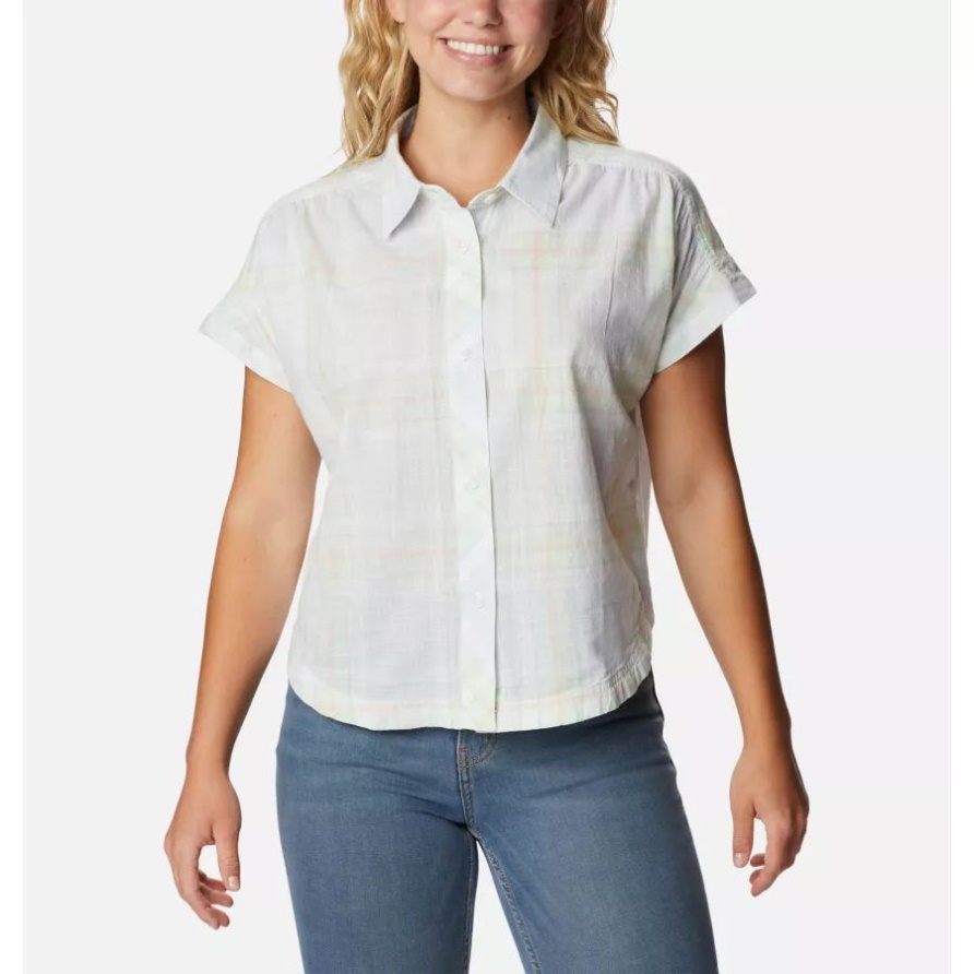 Weiß/bunt Kariertes Damen-kurzarmshirt Camp Henry Iv Columbia