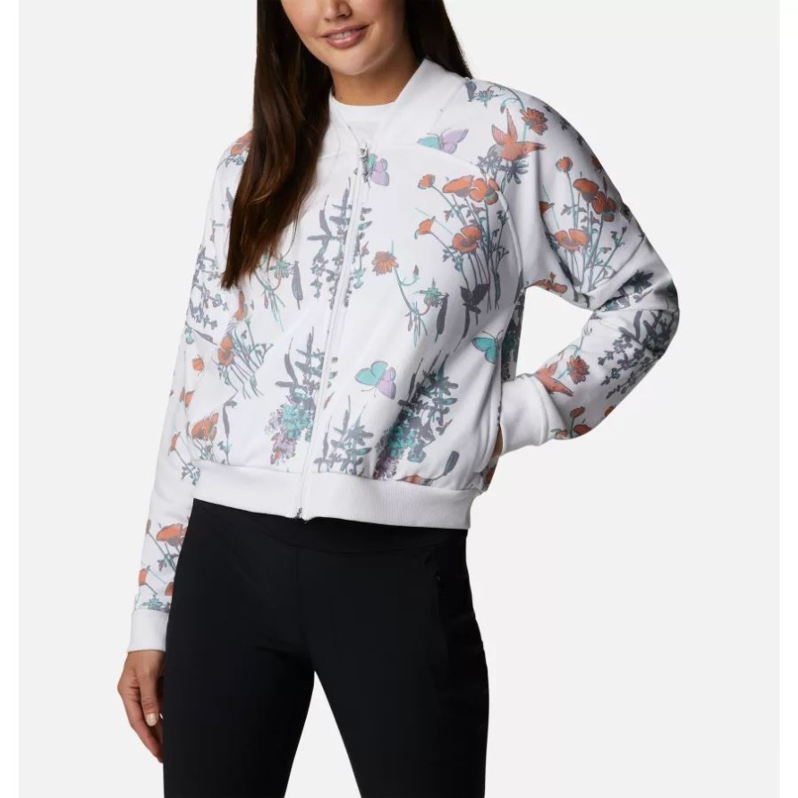 White Radical Botanical Lodge French Terry Freizeitjacke Für Damen Columbia