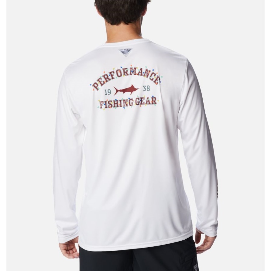 Weiß/roter Jaspis Holiday Herren Pfg Terminal Tackle University Langarmshirt Columbia