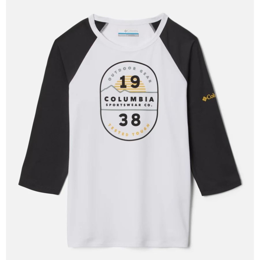 Weiß/shark Csc Grafik Columbia Kinder-outdoor-elementsshirt Mit 3/4 ärmeln