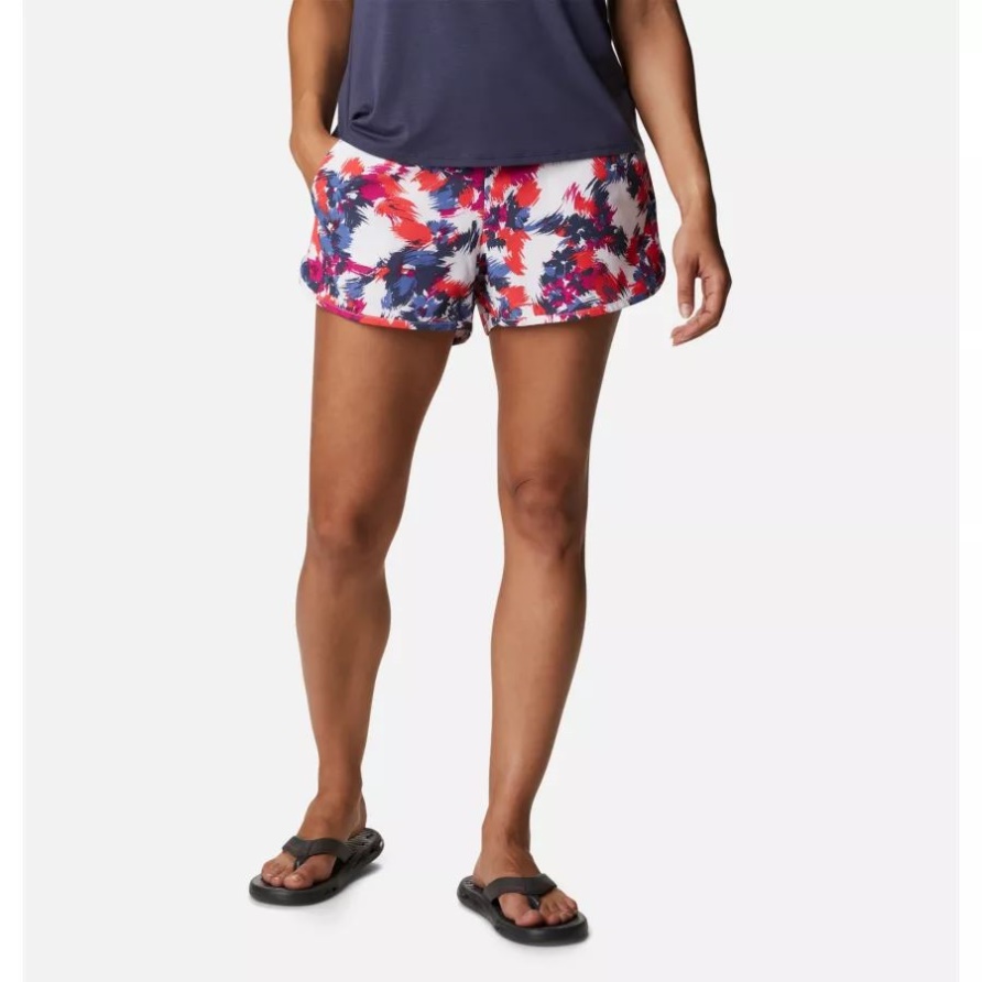 White Typhoon Blooms Multi Columbia Damen Angenehme Creek Stretch Shorts