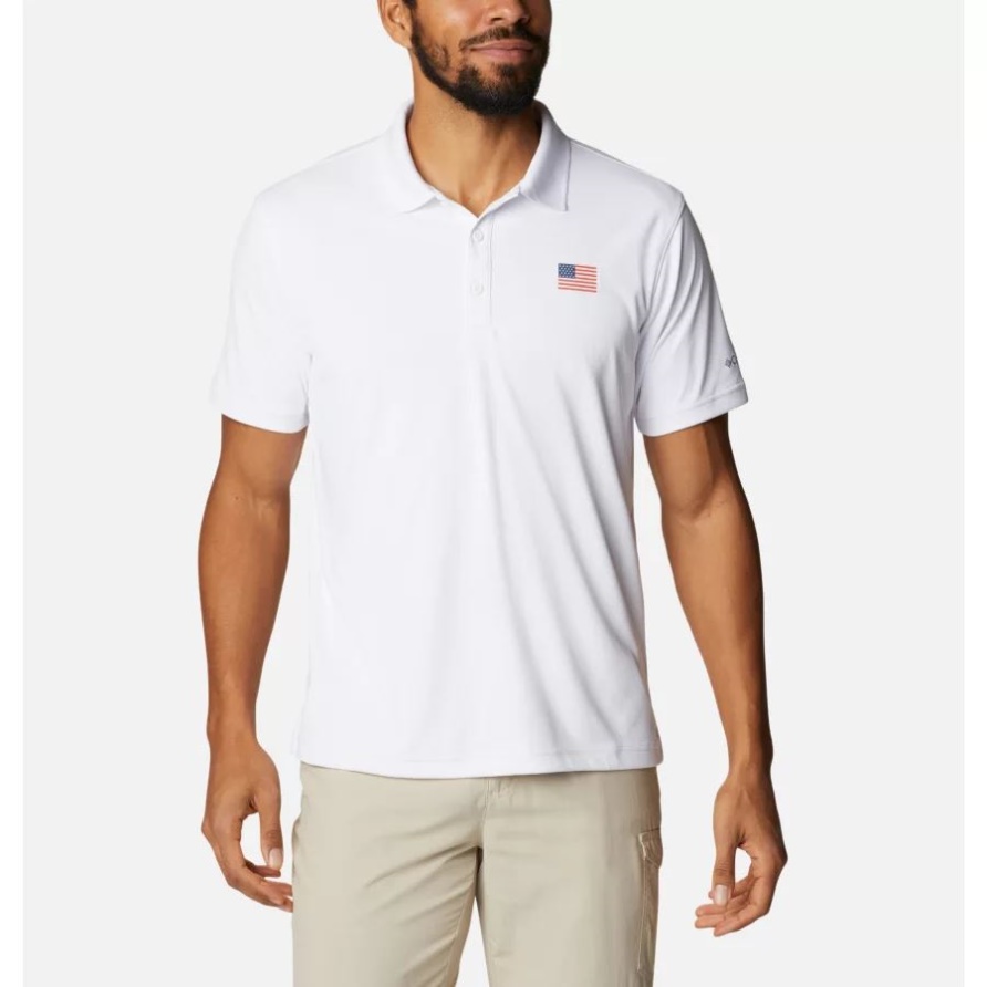 Weiß/US-Flagge Columbia Pfg Terminal Tackle Flag Polo Für Herren