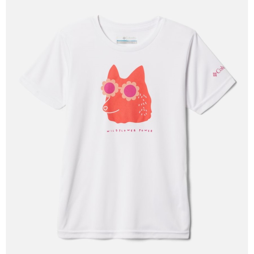 Weißes Kurzärmliges T-Shirt Mit Grafik Von Mirror Creek Für Mädchen Mit Wildblumenmotiv Columbia