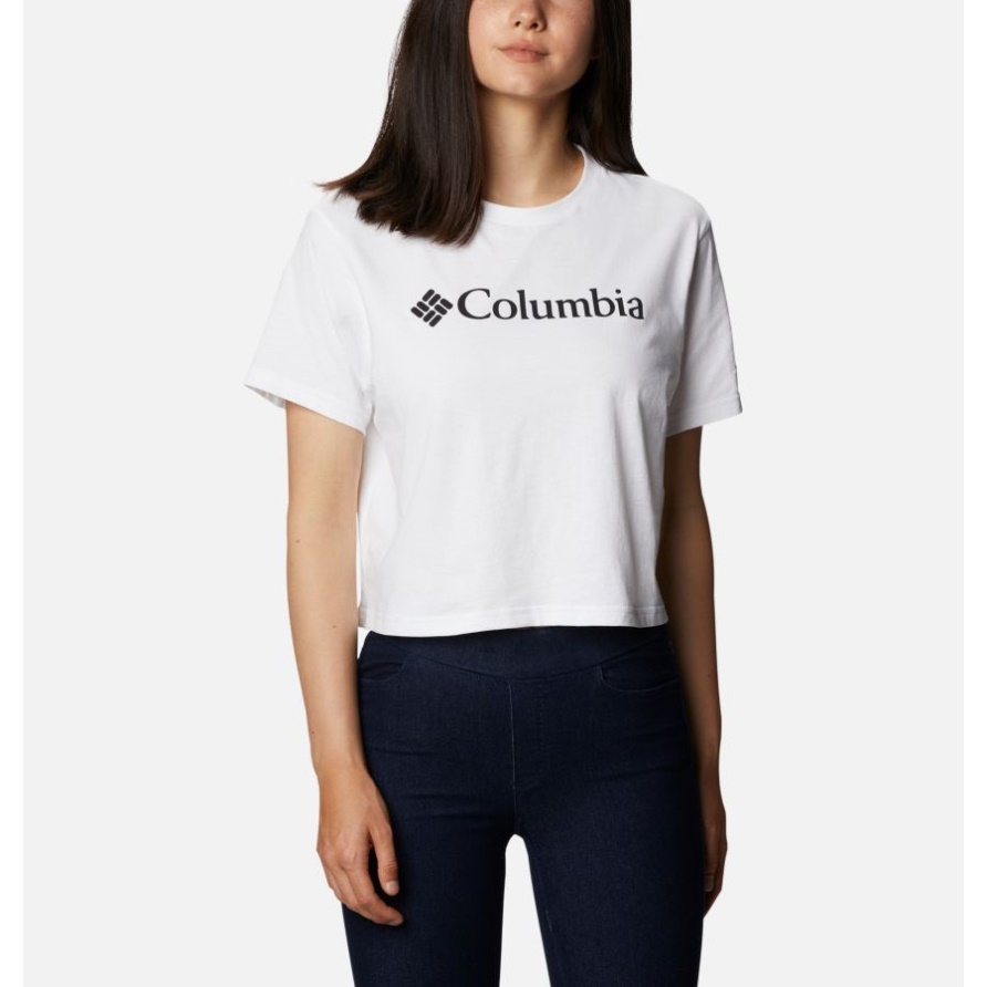 Weißes Kurz Geschnittenes T-shirt Mit North Cascades-grafik Für Damen Columbia