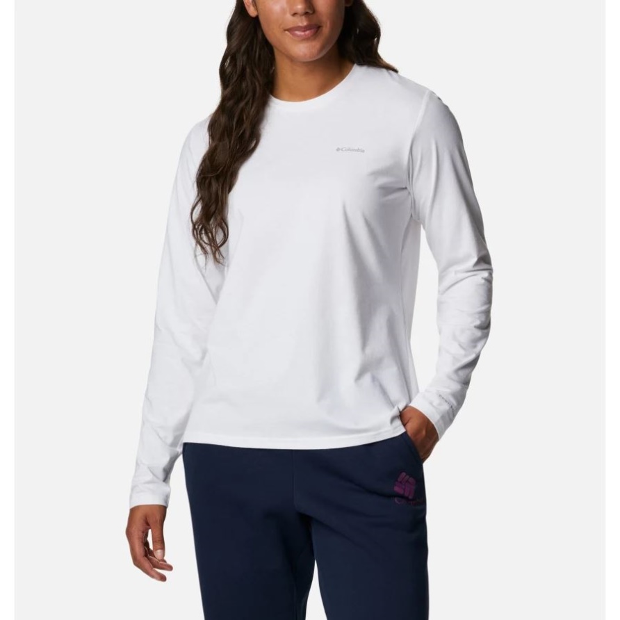 Weißes Sun Trek Langarm-t-shirt Für Damen Columbia