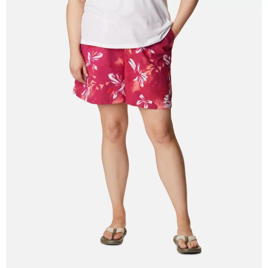 Wild Fuchsia Gänseblümchen Party Damen Sandy River Ii Bedruckte Shorts Plus Größe Kolumbien