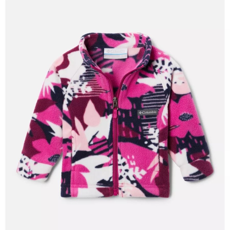 Wild Fuchsia Scraptanical Columbia Mädchen Benton Springs II Bedruckte Fleecejacke Für Kleinkinder
