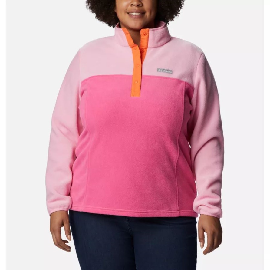 Wild Geranium/Wild Rose Damen Benton Springs 1/2 Snap Pullover Plus Size Columbia