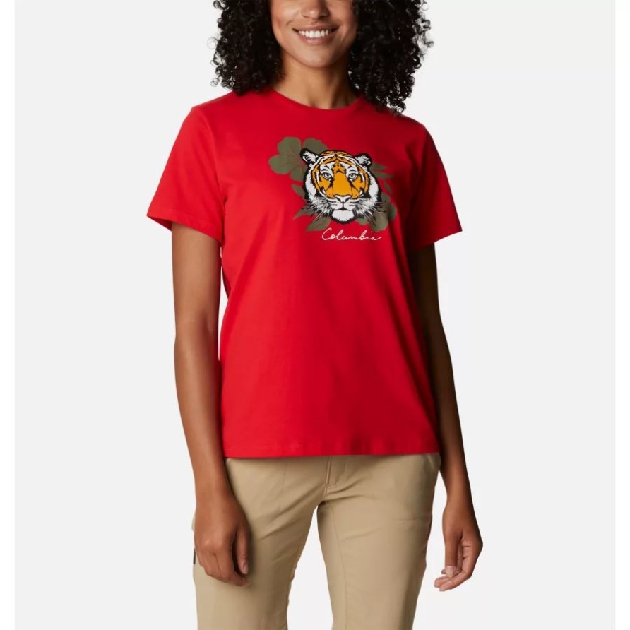 Alpine Way Screen T-shirt Für Damen Ii Knallrot/love The Tigers Columbia