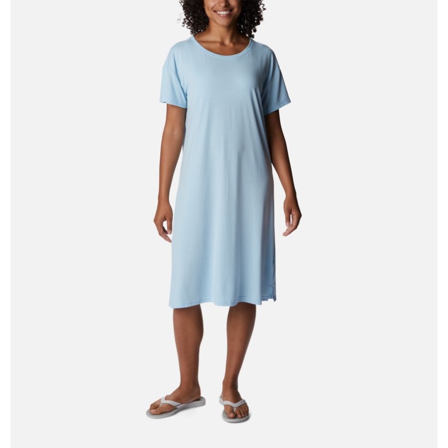 Damen-Strick-T-Shirt-Kleid Für Damen, Frühlingsblau, Kolumbien
