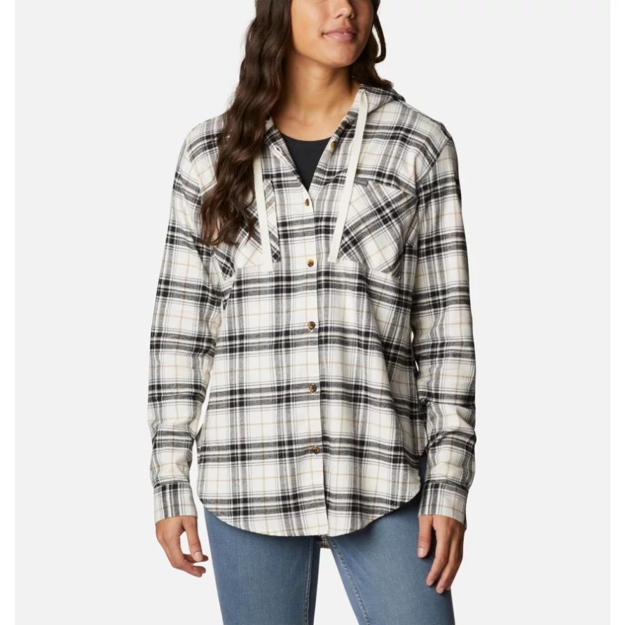 Damen-Hemd Mit Kapuze, Jederzeit, Stretch, Schwarz, Multi-Tartan, Kolumbien