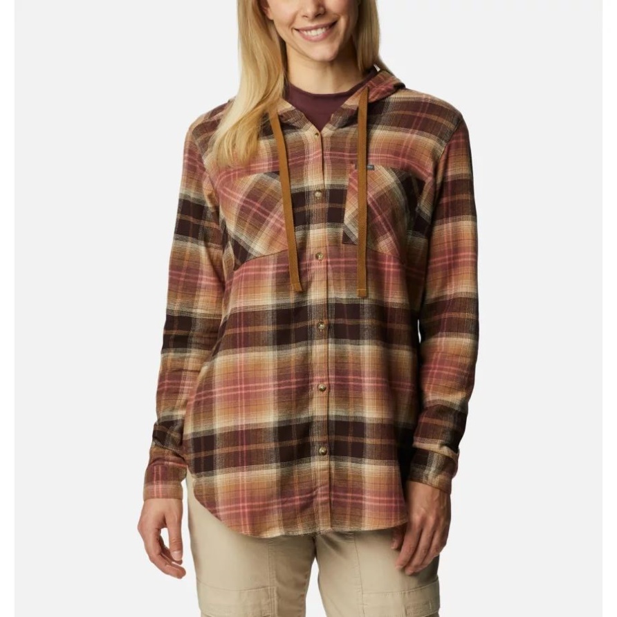 Damen-Hemd Mit Stretch Und Kapuze, Langärmelig, Columbia New Cinder Ombre Multi