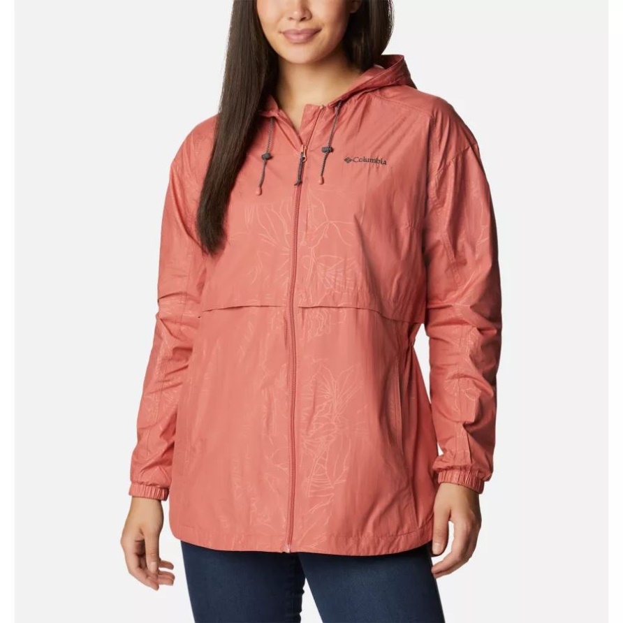 Auroras Wake Iii Kapuzenjacke Für Damen Columbia Dark Coral Leafy Lines Prägung