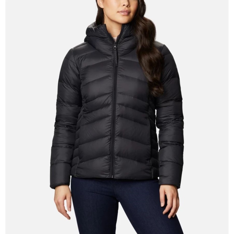 Damen Herbstpark Daunenjacke Mit Kapuze Columbia Schwarz
