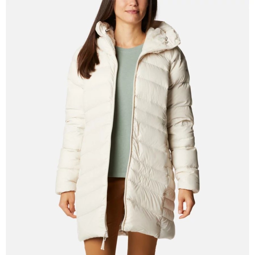Damen Herbst Park Down Lange Jacke Chalk Columbia