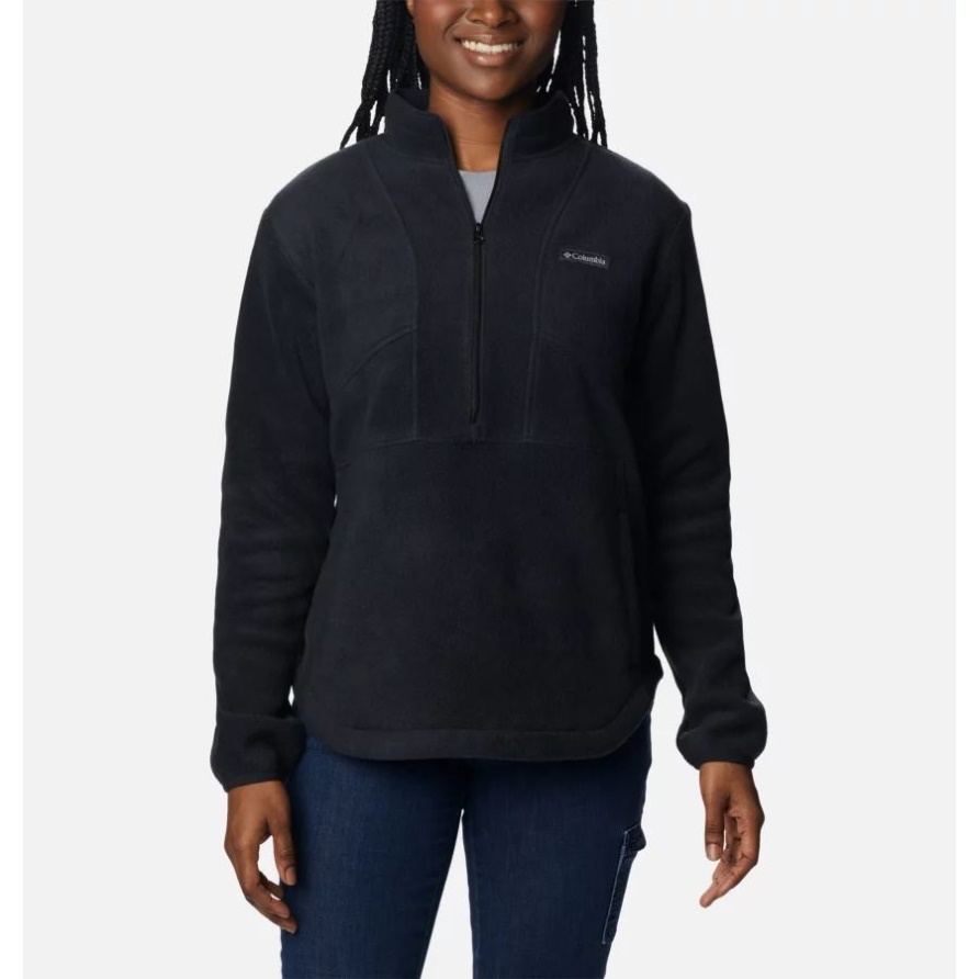 Benton Springs Colorblock-Fleecepullover Mit Halbem Reißverschluss Für Damen, Schwarz, Columbia-Marke