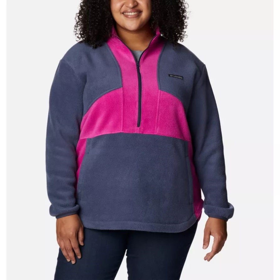 Benton Springs Colorblock-Fleecepullover Mit Halbem Reißverschluss Für Damen In Übergröße, Columbia Nachtaktiv/wild Fuchsia