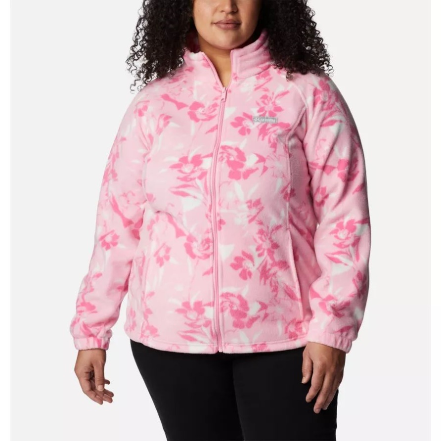 Benton Springs Bedruckte Fleecejacke Mit Durchgehendem Reißverschluss Für Damen In Übergröße Wildrose/Pop-Flora Tonal Columbia
