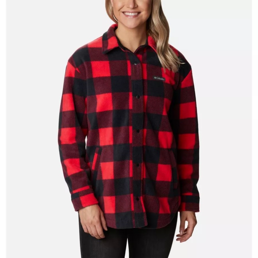 Benton Springs Hemdjacke Für Damen Mit Rotem Lilienkarodruck Columbia