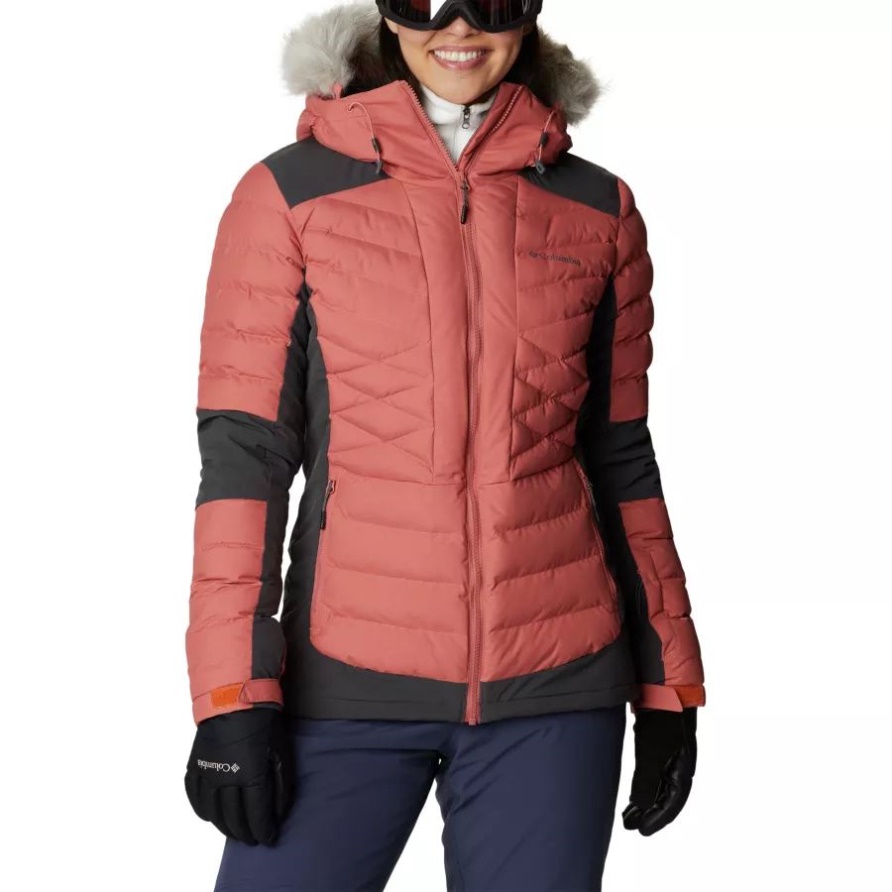 Damen Bird Mountain Ski Synthetische Daunenjacke Columbia Dark Coral/Shark