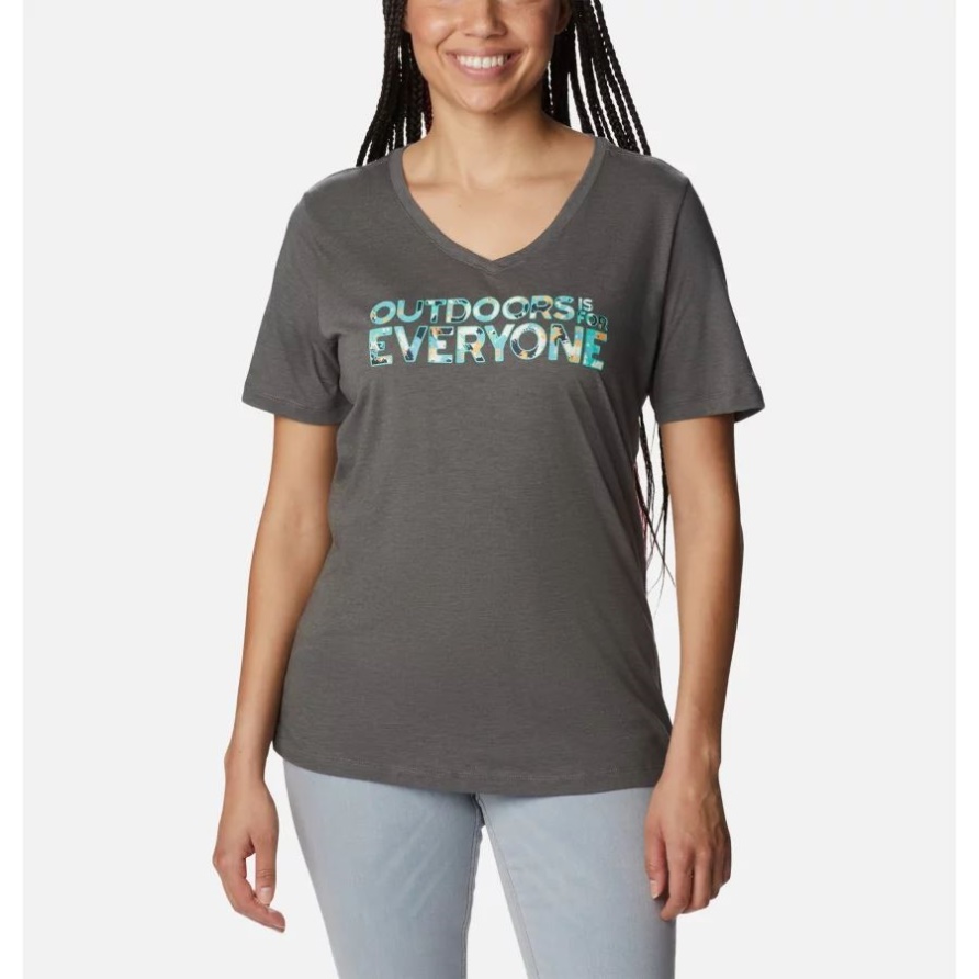 T-Shirt Mit Lässiger Grafik Von Bluebird Day Für Frauen Holzkohle Heather/be Outdoors Columbia