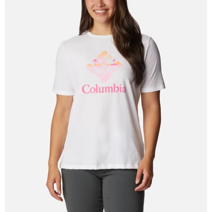 Bluebird Day Entspanntes Rundhalshemd Für Damen Columbia White/csc Stacked Halftone Fishing Grx