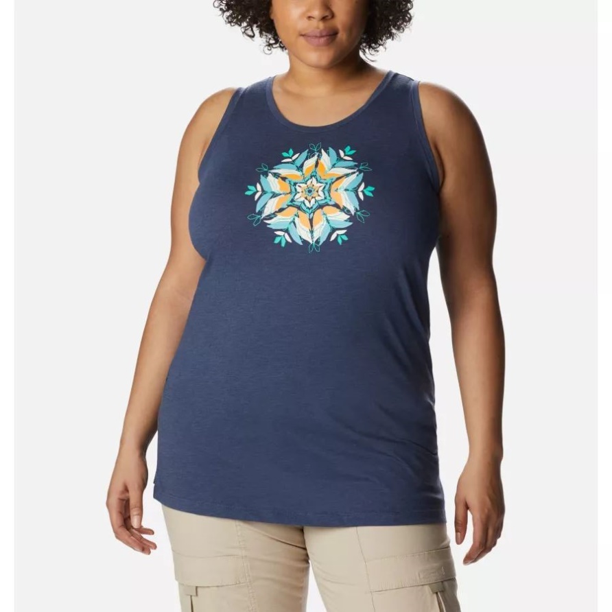 Bluff Mesa Tanktop Für Damen In Übergröße, Columbia, Nächtliches Heidekraut/Blume, Blattlandschaft