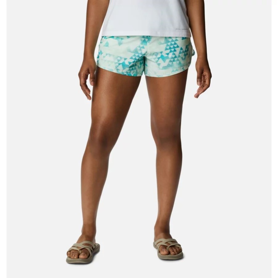 Damen-Shorts Mit Bogata-Bay-Stretchdruck Columbia Bright Aqua/Distant Peaks