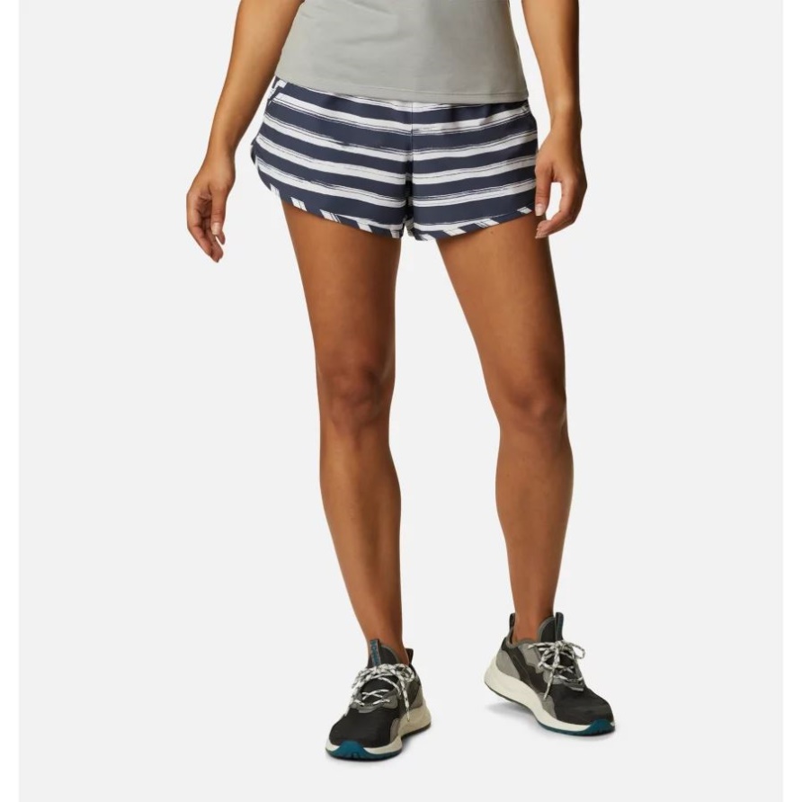 Bogata Bay Stretch Bedruckte Shorts Für Damen Nachtaktiver Bürstenstreifen Columbia