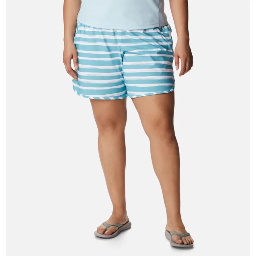 Damen-Shorts Mit Bogata-Bay-Stretch-Print In Übergröße Columbia Sea Wave Brush Stripe