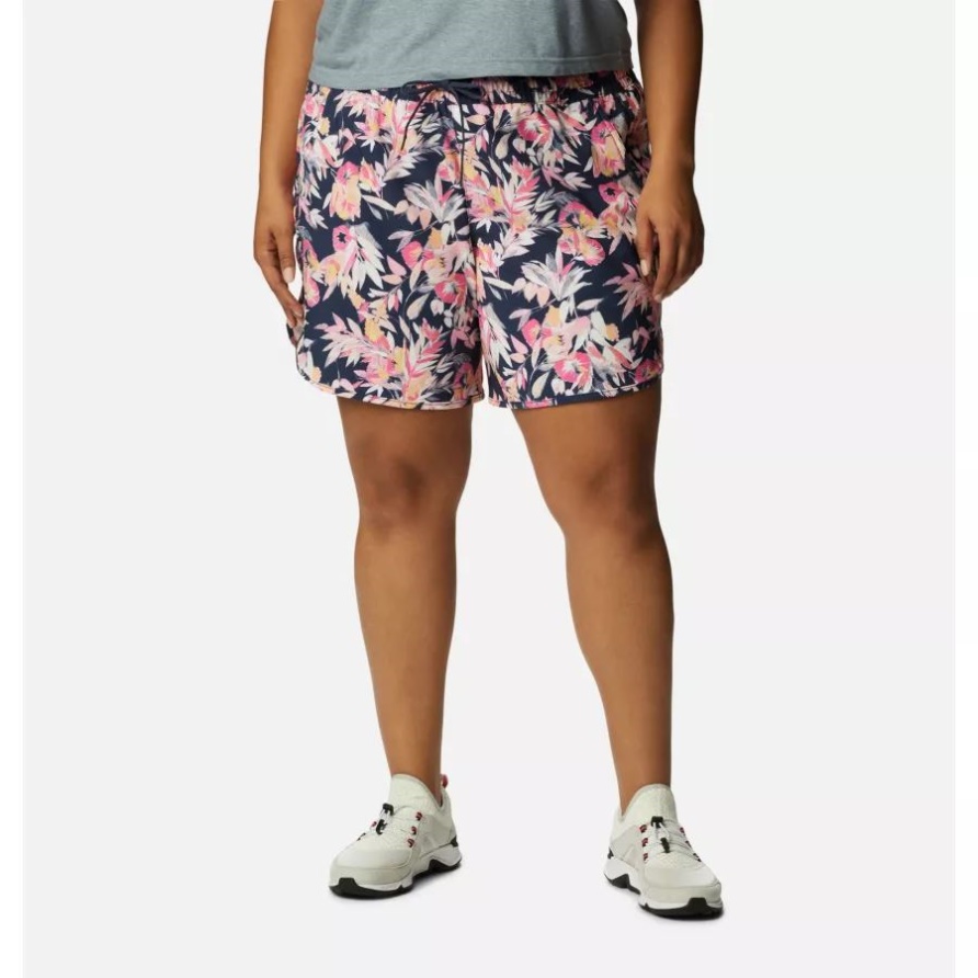Damen-Shorts Mit Bogata-Bay-Stretch-Print In Übergröße Columbia Wild Geranium/Wisterian