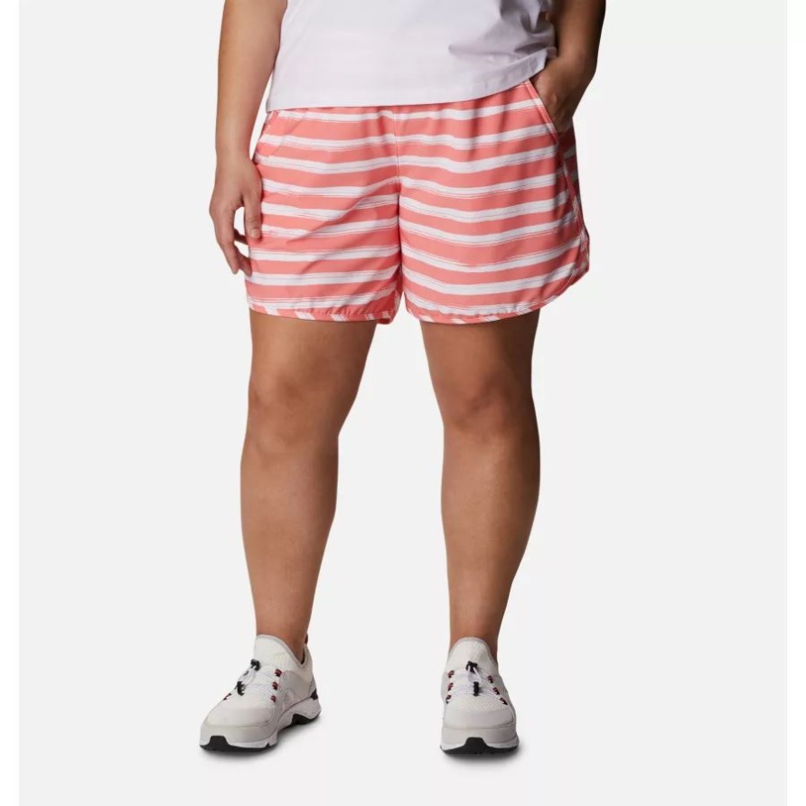Damen-Shorts Mit Bogata-Bay-Stretch-Print In Übergröße Coral Reef Brush Stripe Columbia