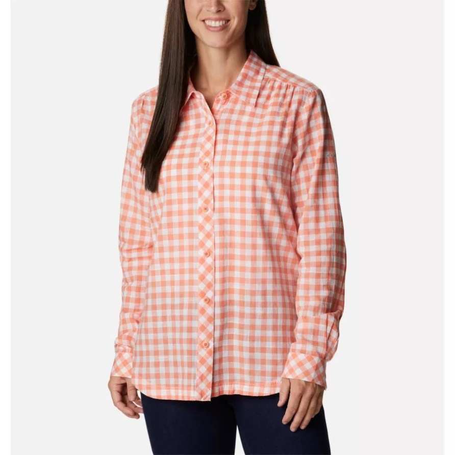 Damen Camp Henry III Langarmshirt Coral Reef Gingham Columbia