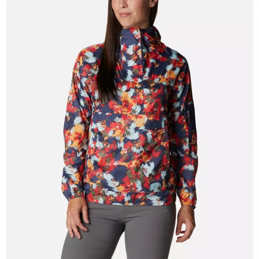 Herausforderer-Windjacke Für Damen Mit Nächtlichem Typhoon-Blütendruck Columbia