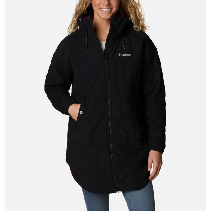 Chatfield Hill Neuheitsjacke Für Damen Schwarz/rot Mit Lilienkarodruck Columbia