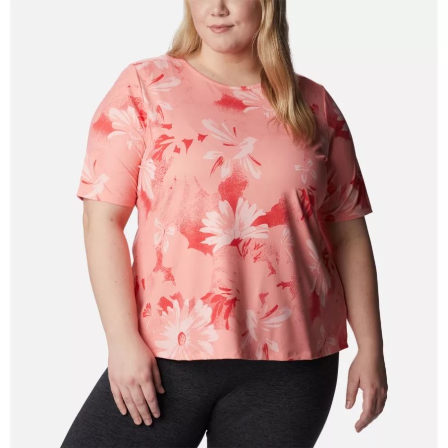 Chill River Kurzarmshirt Für Damen In Übergröße Coral Reef Daisy Party Columbia Brand