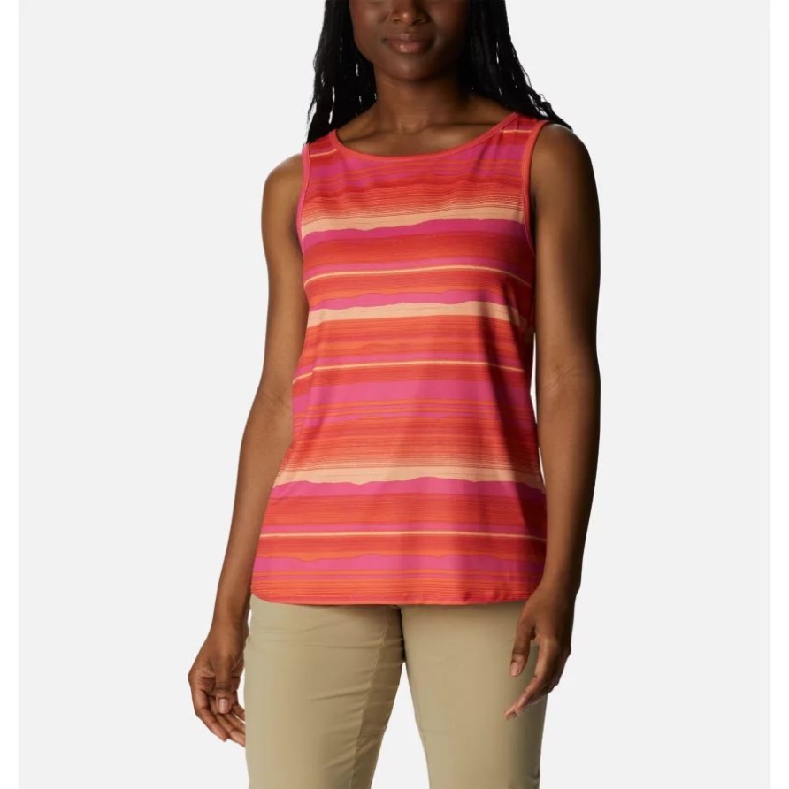 Chill River Tank Für Damen Columbia Brand Sunset Orange/Horizons Stripe