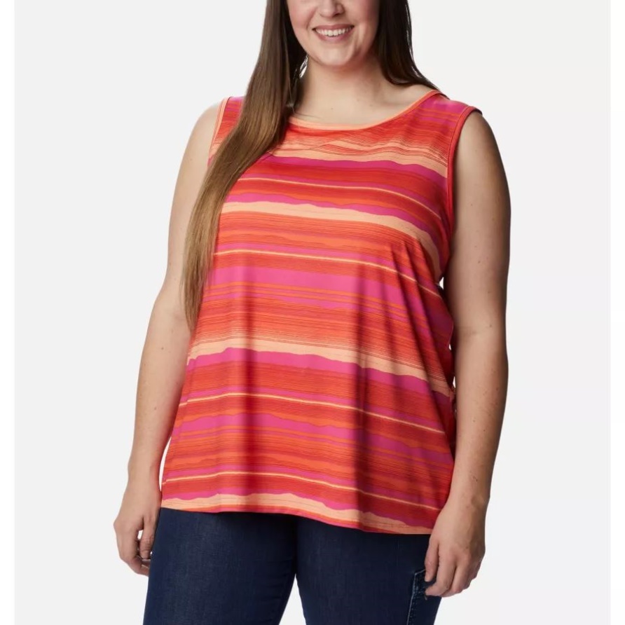 Chill River Tanktop Für Damen In Übergröße Sunset Orange/Horizons Stripe Columbia