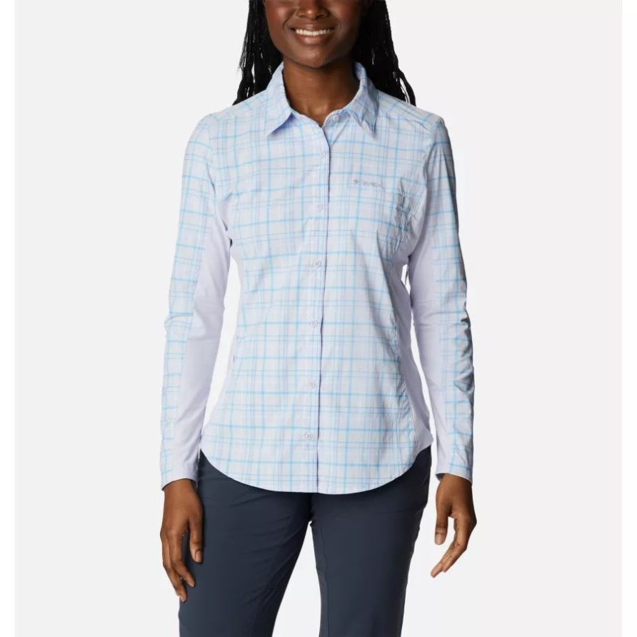 Claudia Ridge Langarmshirt Für Damen Lila Tint/offenes Feld Kariert Columbia